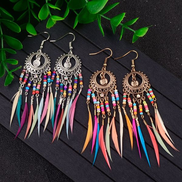 2020 tassel dangle long feather earrings for women colorful beads female silver color earrings brincos bijoux jewelry
2020 tassel dangle long feather earrings for women colorful beads female silver color earrings brincos bijoux jewelry