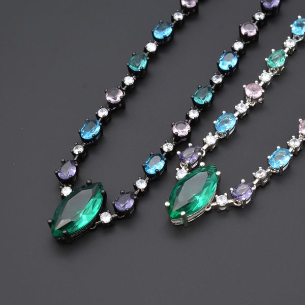 beautiful and fashionable multi-color cubic zirconia chain necklace, suitable for women's fashion accessories, Silver
beautiful and fashionable multi-color cubic zirconia chain necklace, suitable for women's fashion accessories, Silver