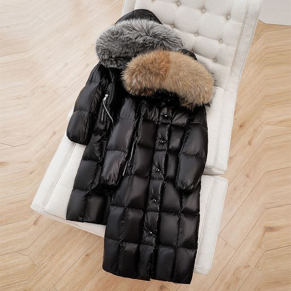 2020 new winter women bright surface real large fur collar coat ladies white duck down jacket female outerwear long parkas s142, Black
2020 new winter women bright surface real large fur collar coat ladies white duck down jacket female outerwear long parkas s142, Black