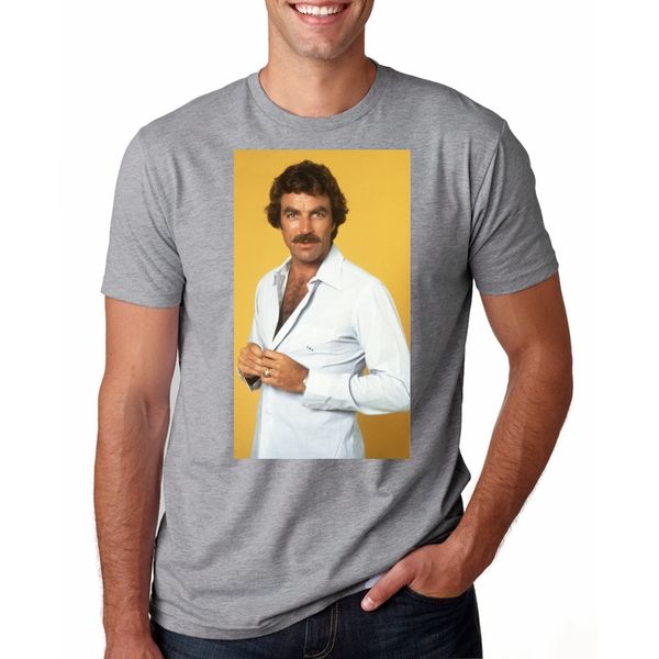 2020 new men's summer men's casual short sleeved t-shirt tom selleck t-shirt