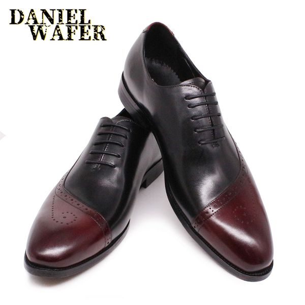 роскошные мужчины оксфорд обуви кожа вскользь формальная обувь brogue burgundy смешать черный острый нос узелок свадебных офиса обуви мужчин, Black
роскошные мужчины оксфорд обуви кожа вскользь формальная обувь brogue burgundy смешать черный острый нос узелок свадебных офиса обуви мужчин, Black