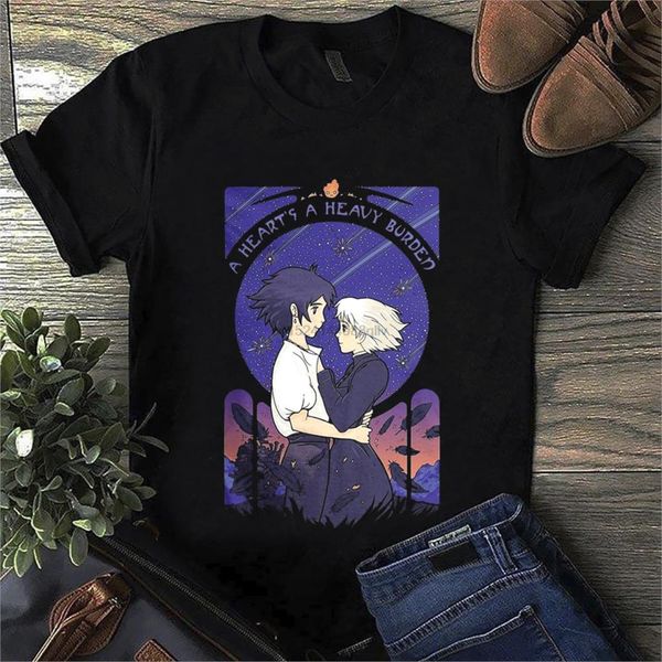 howl moving castle a heart a heavy burden t shirt black cotton men s 4xl