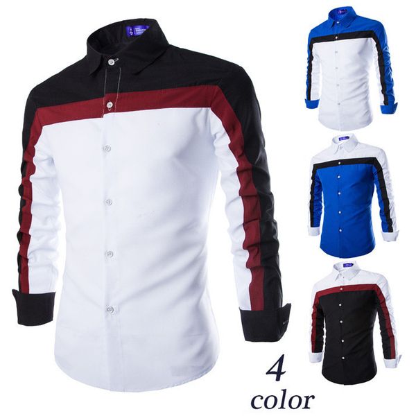 autumn casual mens designer shirts lapel neck long sleeve cardigan slim patchwork bussiness men shirts, White;black
autumn casual mens designer shirts lapel neck long sleeve cardigan slim patchwork bussiness men shirts, White;black