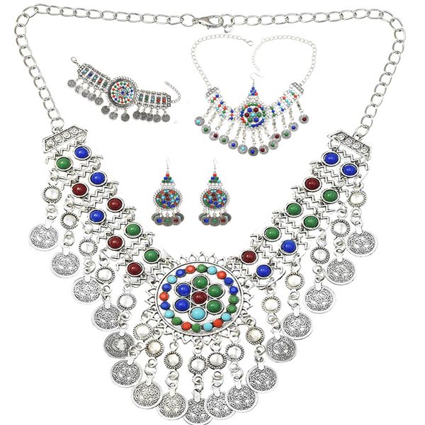 women gypsy choker necklace & jhumka earring bracelets bohemian coin head chains vintage dance hair jewelry afghan, Silver
women gypsy choker necklace & jhumka earring bracelets bohemian coin head chains vintage dance hair jewelry afghan, Silver
