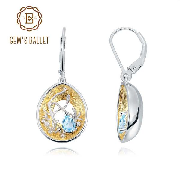 other gem's ballet 925 silver 18k gold over hollow handmade branch bud drop earrings natural swiss blue z for women, Golden;silver 
other gem's ballet 925 silver 18k gold over hollow handmade branch bud drop earrings natural swiss blue z for women, Golden;silver
