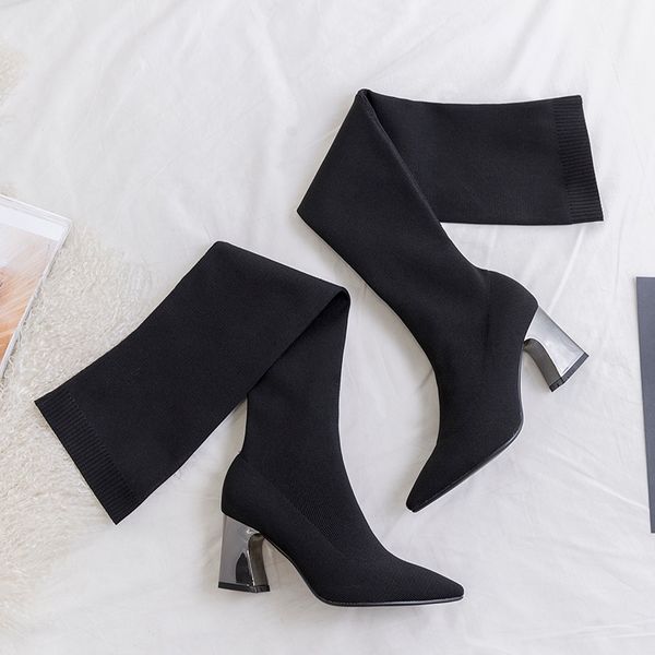 over the knee high boots women high heels pointed toe party shoes woman tight warm winter boots long shoes, Black
over the knee high boots women high heels pointed toe party shoes woman tight warm winter boots long shoes, Black