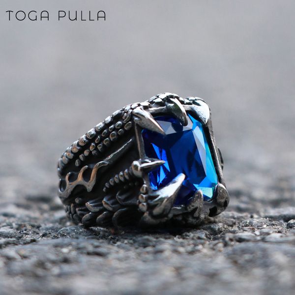 retro punk blue stone dragon claw ring stainless steel cocktail party ring big stone for men and women size 7-15, Golden;silver
retro punk blue stone dragon claw ring stainless steel cocktail party ring big stone for men and women size 7-15, Golden;silver