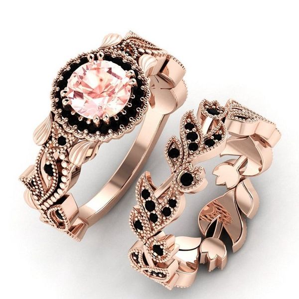 wedding rings 2 pcs exquisite rose gold flower leaf inlaid pink ring women's engagement set, Slivery;golden
wedding rings 2 pcs exquisite rose gold flower leaf inlaid pink ring women's engagement set, Slivery;golden