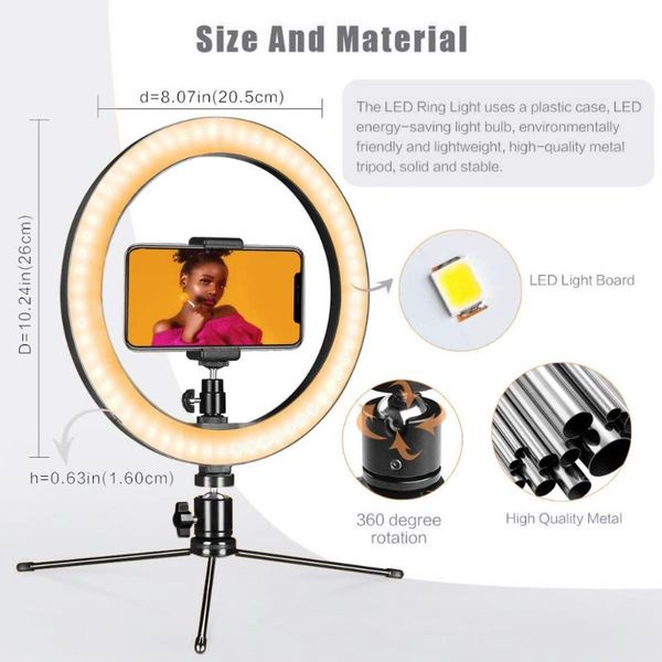 10 inch pgraphy lighting phone ringlight tripod stand p led selfie bluetooth remote ring light lamp tiktok youtube live
10 inch pgraphy lighting phone ringlight tripod stand p led selfie bluetooth remote ring light lamp tiktok youtube live