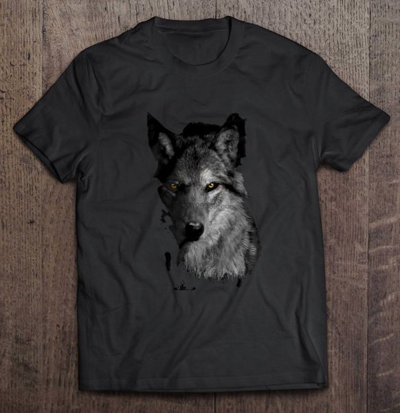 men t shirt wolf half face women t-shirt