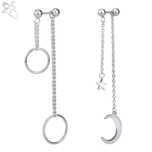 zs 1 pair kpop stainless steel earrings long drop earring for women girls circle moon star pendant earring gift accessories 2020, Silver
zs 1 pair kpop stainless steel earrings long drop earring for women girls circle moon star pendant earring gift accessories 2020, Silver