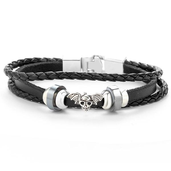 european & american style charm leather ghost head bracelet popular black men's multi-layer bracelet punk alloy jewelry gift new, Golden;silver
european & american style charm leather ghost head bracelet popular black men's multi-layer bracelet punk alloy jewelry gift new, Golden;silver