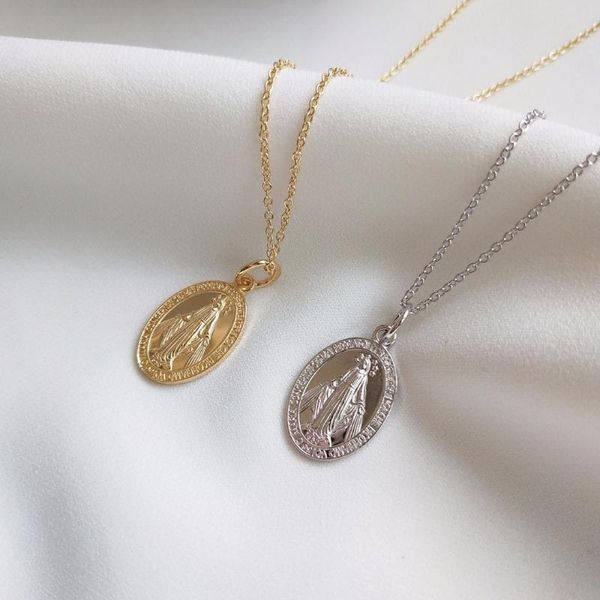 chains fashion jewelry women girl 925 sterling silver mary coin necklace pendant gift two colors
chains fashion jewelry women girl 925 sterling silver mary coin necklace pendant gift two colors