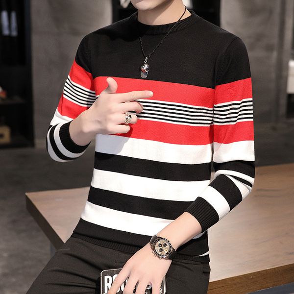 2020 men's autumn new striped sweater youth base long sleeve round neck pullover thin sweater, White;black
2020 men's autumn new striped sweater youth base long sleeve round neck pullover thin sweater, White;black