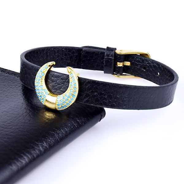 charm bracelets islamic jewelry findings micro pave zircon crescent moon bracelet leather for male women gifts, Golden;silver
charm bracelets islamic jewelry findings micro pave zircon crescent moon bracelet leather for male women gifts, Golden;silver