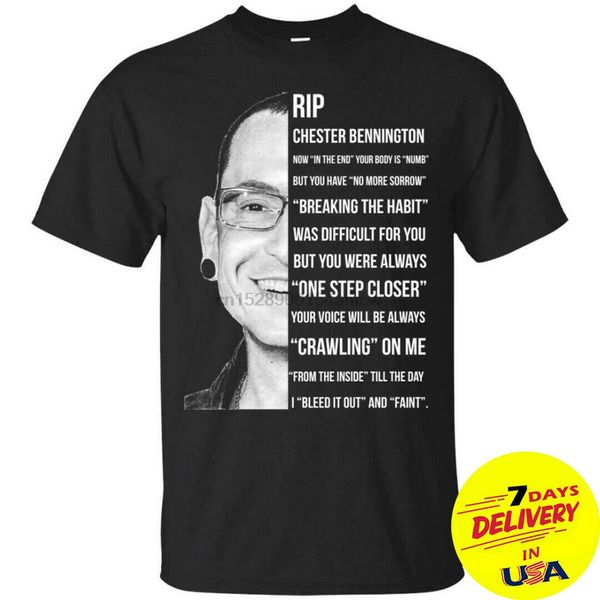 rip chester bennington t-shirt s-3xl men black cotton made in usa
rip chester bennington t-shirt s-3xl men black cotton made in usa
