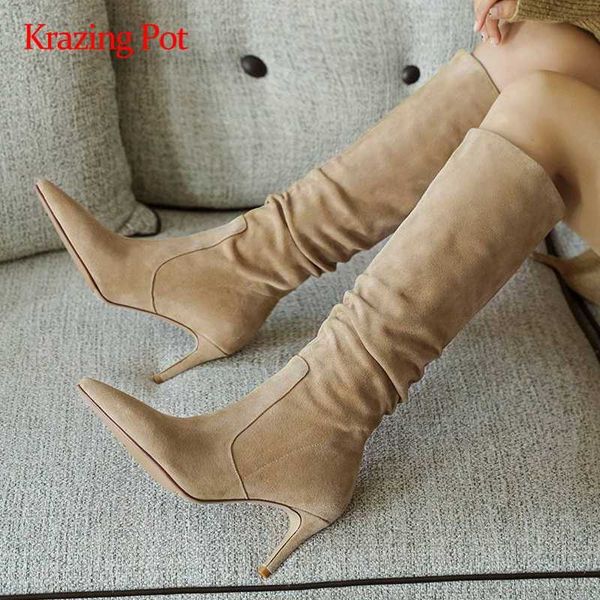 krazing pot riding boots cow suede high street fashion thin high heel pointed toe slip on elegant lady cozy knee boots l11, Black
krazing pot riding boots cow suede high street fashion thin high heel pointed toe slip on elegant lady cozy knee boots l11, Black