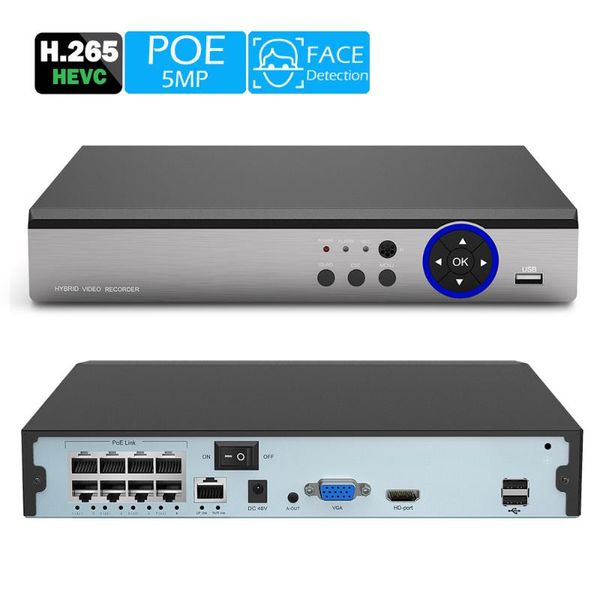 

kits vieweye 4ch 8ch 1080p 48v poe nvr xmeye 802.3af p2p onvif network video recorder full hd 5.0mp for ip camera cctv security, Black;white