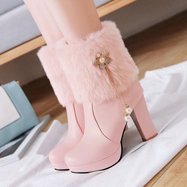 pink white short boots for women platform high heel ankle boots with platform winter shoes female, Black
pink white short boots for women platform high heel ankle boots with platform winter shoes female, Black