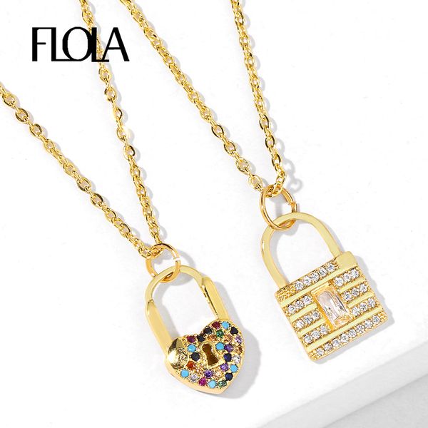 pendant necklaces flola cz cubic zirconia paved padlock chain for women crystal heart lock charm necklace rainbow jewelry nkeq79, Silver
pendant necklaces flola cz cubic zirconia paved padlock chain for women crystal heart lock charm necklace rainbow jewelry nkeq79, Silver