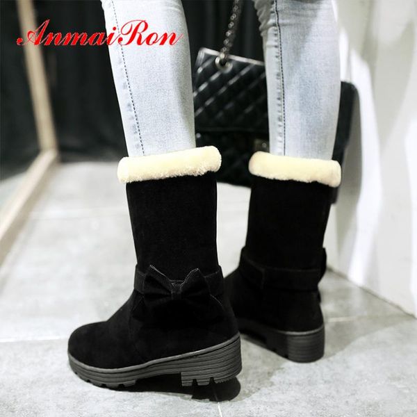 anmairon hoof heels slip-on mid-calf cow suede shoes woman round toe solid short plush platform boot butterfly-knot winter boots, Black
anmairon hoof heels slip-on mid-calf cow suede shoes woman round toe solid short plush platform boot butterfly-knot winter boots, Black