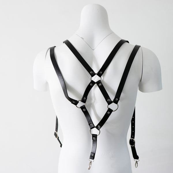 men leather harness armor buckles body chest adjustable strap rivet costume, Black
men leather harness armor buckles body chest adjustable strap rivet costume, Black