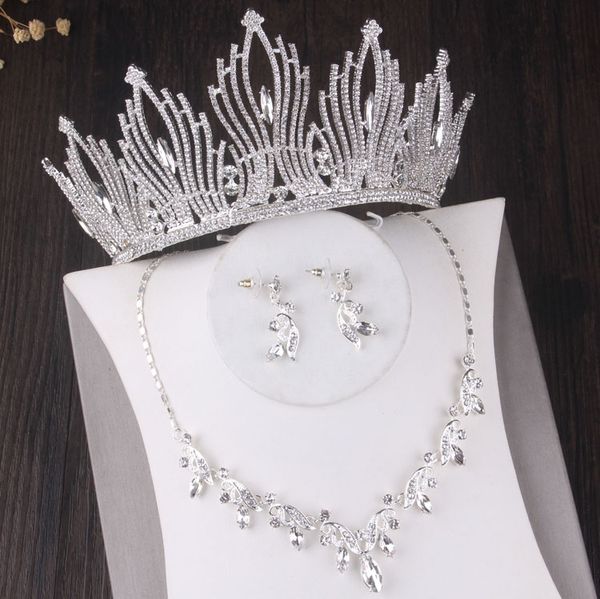 baroque luxury bridal jewelry sets choker sparkly crystal leaf necklace earrings crown tiaras wedding african beads jewelry set, Silver
baroque luxury bridal jewelry sets choker sparkly crystal leaf necklace earrings crown tiaras wedding african beads jewelry set, Silver