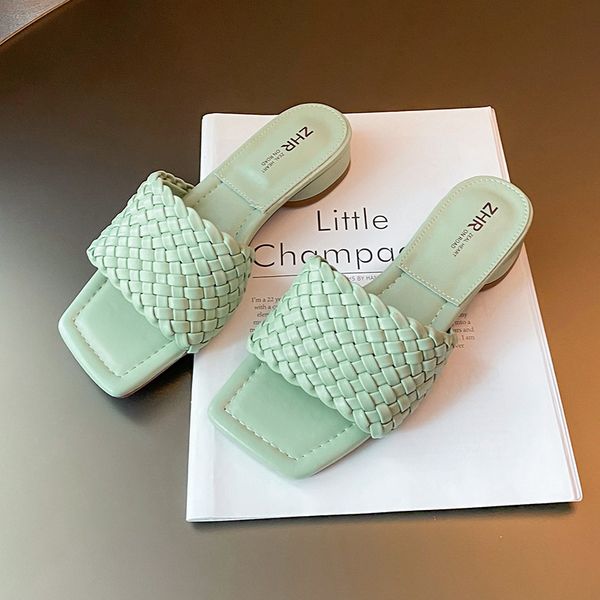 slippers 2021 pu leather slides designer women flat mules female weave ladies woven square toe flip flops sandals, Black
slippers 2021 pu leather slides designer women flat mules female weave ladies woven square toe flip flops sandals, Black