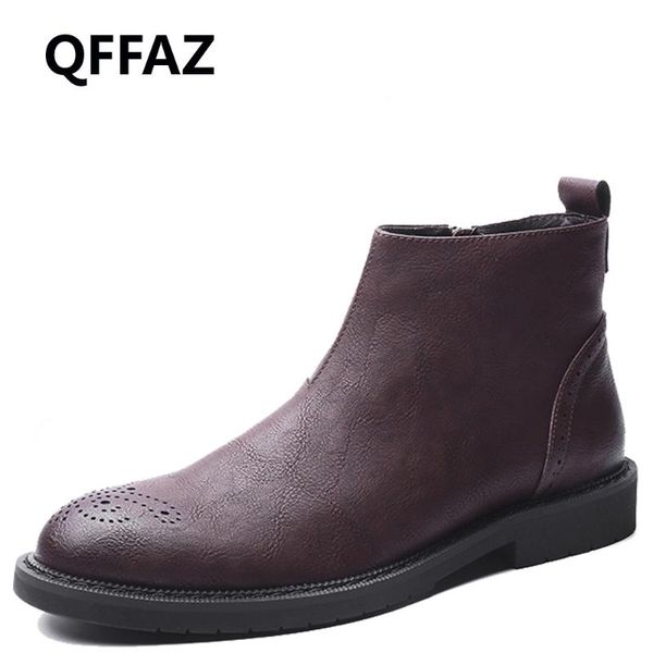 boots qffaz genuine leather men autumn winter ankle fashion footwear zip shoes brogue botas para homens, Black
boots qffaz genuine leather men autumn winter ankle fashion footwear zip shoes brogue botas para homens, Black