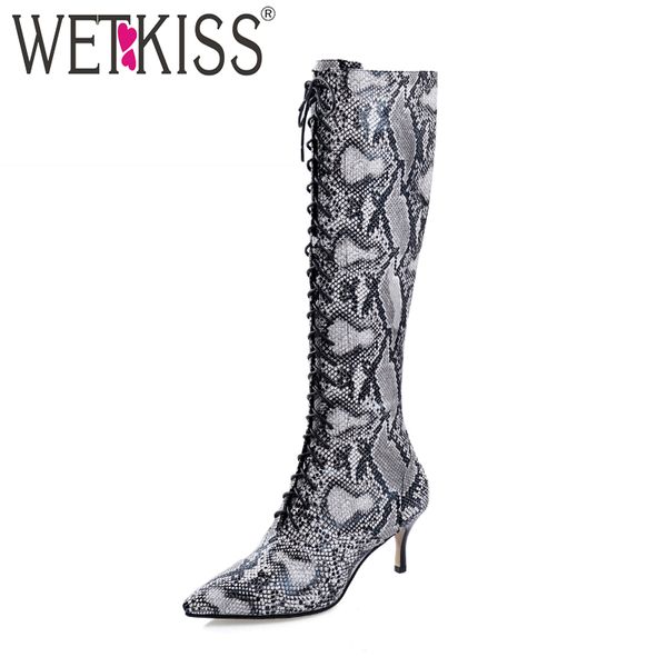 wetkiss snake skin pu boots women knee high boot female pointed toe shoes ladies fashion cross tied party shoes winter, Black
wetkiss snake skin pu boots women knee high boot female pointed toe shoes ladies fashion cross tied party shoes winter, Black