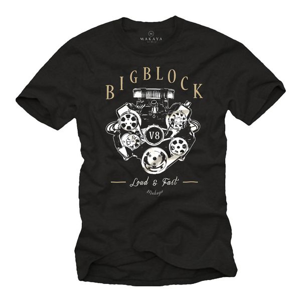 american muscle car men shirt with v8 big block - short sleeve tuning garage tee men slim fit t shirt s-xxxl