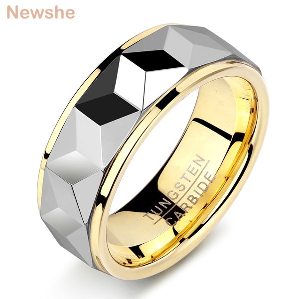 newshe mens' wedding band 8mm tungsten carbide yellow gold gray color size 8-12 fashionable jewelry rings for men, Golden;silver
newshe mens' wedding band 8mm tungsten carbide yellow gold gray color size 8-12 fashionable jewelry rings for men, Golden;silver