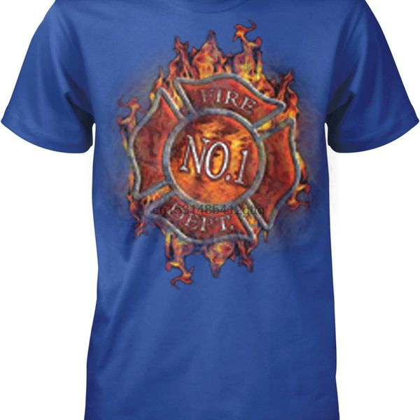 no. 1 fire dept firefighter emblem mens t shirt nofo_00657