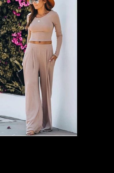 womens sets fashion women solid color long sleeve and loose elastic wide leg pants two piece set womens tracksuit, Gray
womens sets fashion women solid color long sleeve and loose elastic wide leg pants two piece set womens tracksuit, Gray