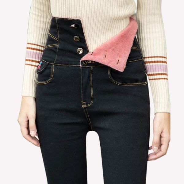women's jeans ladies winter fleece denim trousers with high waist plus size 6xl thickening warm black skinny stretch pencil pants, Blue
women's jeans ladies winter fleece denim trousers with high waist plus size 6xl thickening warm black skinny stretch pencil pants, Blue