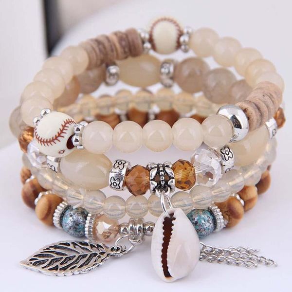4Pcs/Set Vintage Women Cowrie Shell Leaf Charm Candy Beaded Elastic Bracelet jewelry Decor Accessory Valentine's Day present, Golden;silver
4Pcs/Set Vintage Women Cowrie Shell Leaf Charm Candy Beaded Elastic Bracelet jewelry Decor Accessory Valentine's Day present, Golden;silver