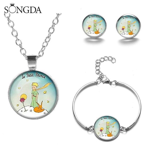 earrings & necklace the little prince cartoon jewelry set handmade glass dome bracelet for girls dress accessories, Silver
earrings & necklace the little prince cartoon jewelry set handmade glass dome bracelet for girls dress accessories, Silver