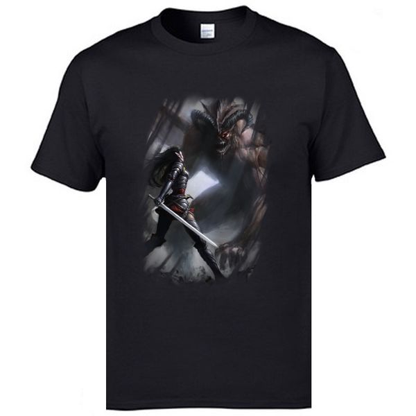 leisure evil battle crewneck t shirt anime comic funny t-shirts oversized 100% cotton printing t-shirt tee shirts