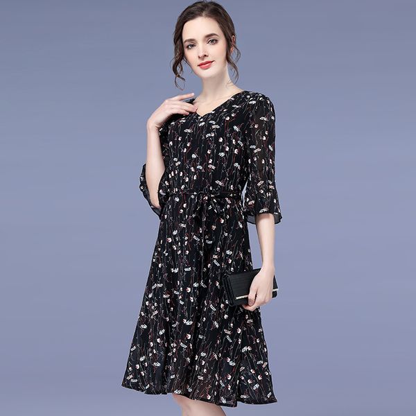 l -4xl 5xl plus size office chiffon new summer 2020 dress women half sleeve large size black flower print v neck midi, Black;gray
l -4xl 5xl plus size office chiffon new summer 2020 dress women half sleeve large size black flower print v neck midi, Black;gray