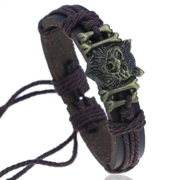punk gothic rock men jewelry bracelet cuff alloy wolf bone charms vintage rope leather bangle wrap women fashion wristbands gift, Golden;silver
punk gothic rock men jewelry bracelet cuff alloy wolf bone charms vintage rope leather bangle wrap women fashion wristbands gift, Golden;silver