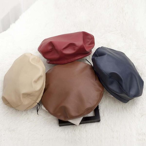 berets stylish beret cap for women casual faux pu leather hat girls autumn winter retro beanie caps french artist warmer hats, Blue;gray
berets stylish beret cap for women casual faux pu leather hat girls autumn winter retro beanie caps french artist warmer hats, Blue;gray