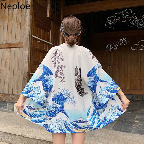 women's blouses & shirts neploe 2021 the great wave off kanagawa woman summer japanese haori cardigan harajuku ukiyo-e shirt loose coup, White
women's blouses & shirts neploe 2021 the great wave off kanagawa woman summer japanese haori cardigan harajuku ukiyo-e shirt loose coup, White