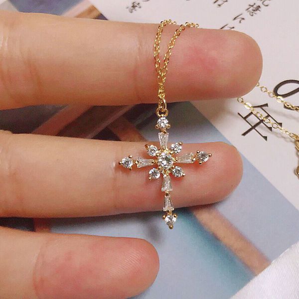 pendant necklaces lucky female cross necklace shiny cubic zirconia gold small choker fashion jewelry gifts for women, Silver
pendant necklaces lucky female cross necklace shiny cubic zirconia gold small choker fashion jewelry gifts for women, Silver