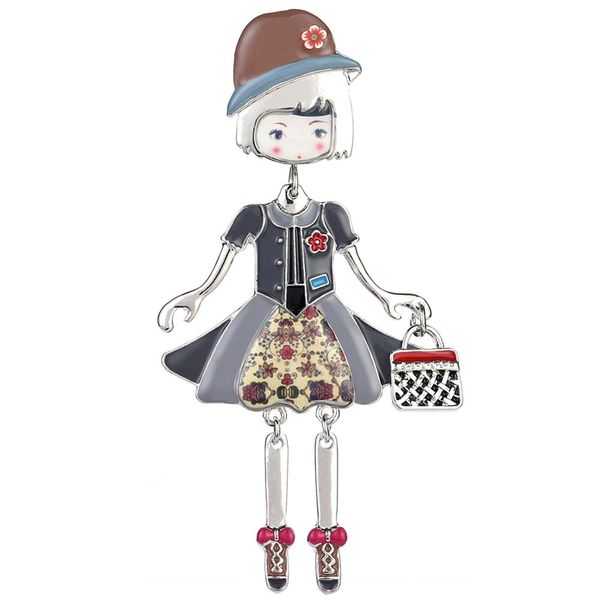brooch of vintage enamel doll with a bag brooches & pins for cool girl women fashion dress coat accessories cute jewelry alloy brooch, Gray
brooch of vintage enamel doll with a bag brooches & pins for cool girl women fashion dress coat accessories cute jewelry alloy brooch, Gray