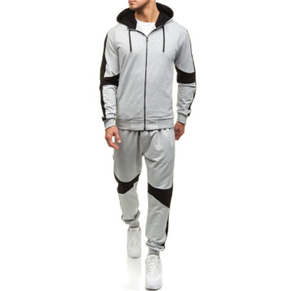 man colorblocked hooded fitness tracksuits fashion long sleeve zipper pullover coats drawstring pants suits desigenr male winter casual sets, Gray
man colorblocked hooded fitness tracksuits fashion long sleeve zipper pullover coats drawstring pants suits desigenr male winter casual sets, Gray