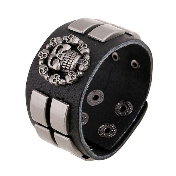 men women punk rock genuine leather skull bracelet vintage black rivet wide bangle snap clasp wrap bracelets, Golden;silver
men women punk rock genuine leather skull bracelet vintage black rivet wide bangle snap clasp wrap bracelets, Golden;silver