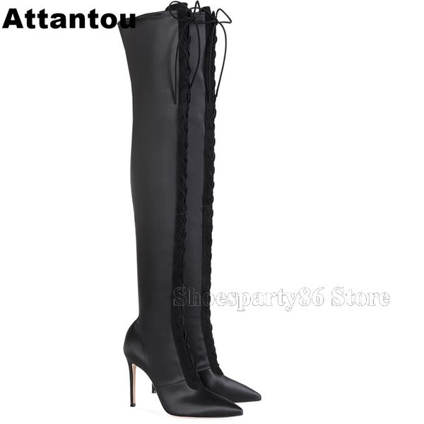 boots fashion black satin leather pointed toe thin high heel women winter over the knee plus size 43
boots fashion black satin leather pointed toe thin high heel women winter over the knee plus size 43