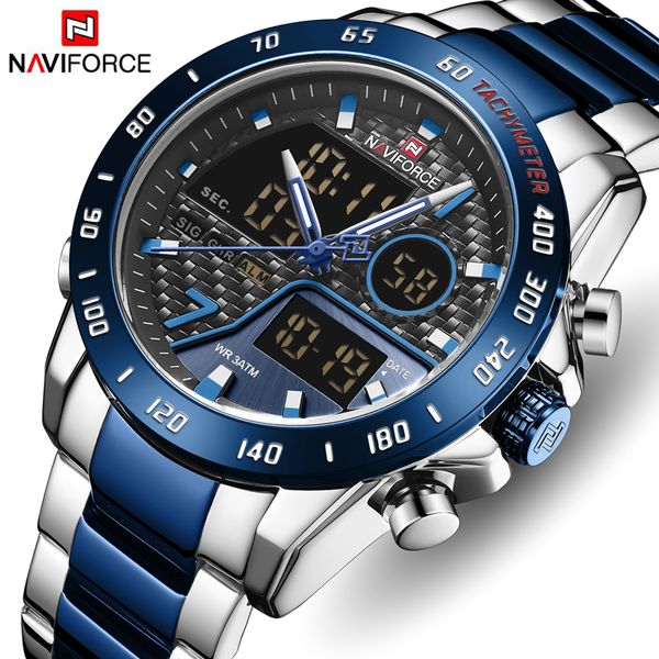 naviforce brand men dual display watch mens fashion analog digital watches chronograph sport waterproof quartz wristwatches, Slivery;brown
naviforce brand men dual display watch mens fashion analog digital watches chronograph sport waterproof quartz wristwatches, Slivery;brown