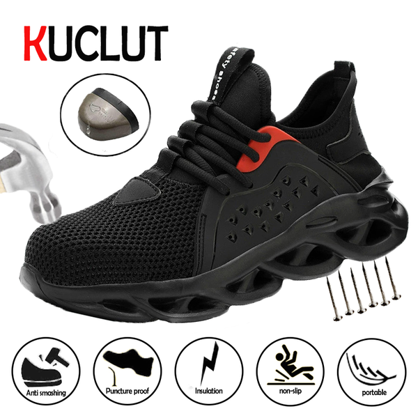 kuclut men's breathable anti slip work shoes stab proof construction safety shoes steel toe indestructible insulating, Black
kuclut men's breathable anti slip work shoes stab proof construction safety shoes steel toe indestructible insulating, Black