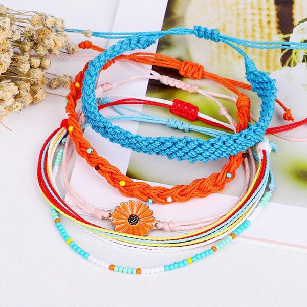 tennis 4/5pcs handmade sunflower bead braided adjustable bracelet set jewelry, Golden;silver 
tennis 4/5pcs handmade sunflower bead braided adjustable bracelet set jewelry, Golden;silver